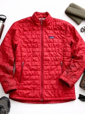 Patagonia Nano Puff Jacket Red XL Womens Insulated Packable Hiking Coat Outdoor